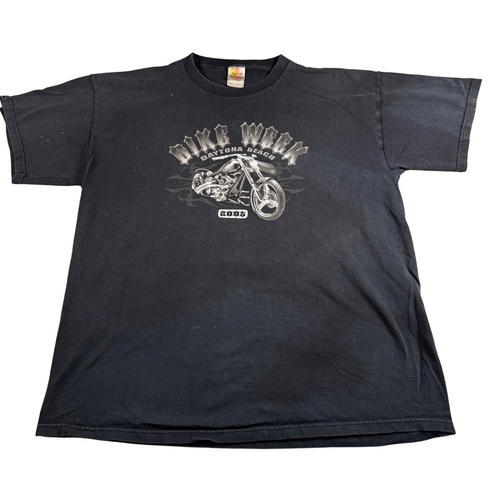 Vintage Daytona Bike Week 2005 Slick Designs Graphic T-Shirt Mens XL Black Good